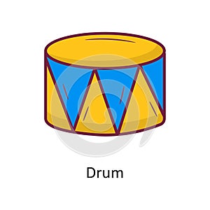 Drum vector Fill outline Icon Design illustration. Holiday Symbol on White background EPS 10 File