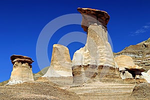 Drumheller, Alberta, Striking Hoodoos in the Red River Badlands at East Coulee, Canada