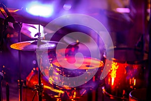 Drumkit in abstract multicolored light