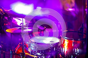 Drumkit in abstract multicolored light photo