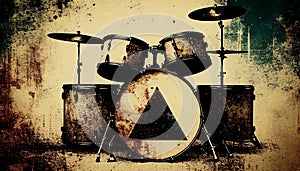 Drumkit background with an abstract vintage distressed texture
