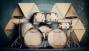 Drumkit background with an abstract vintage distressed texture photo