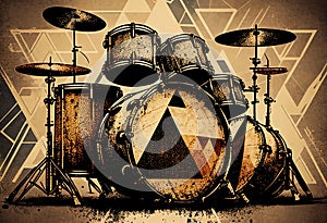 Drumkit background with an abstract vintage distressed texture photo