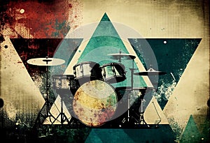 Drumkit background with an abstract vintage distressed texture photo