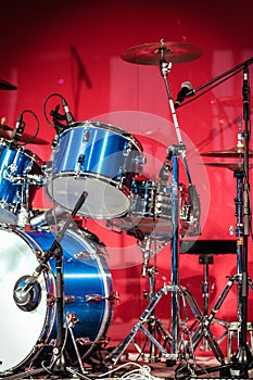 Drumkit in front of Blue Background photo