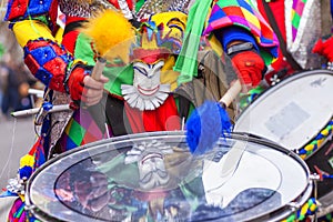 Drummer at Badajoz Carnival parade, Spain