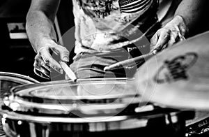 Drummer black and white