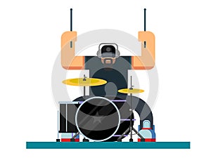 Drummer character flat illustration