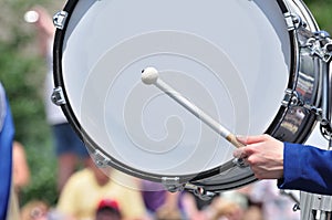 Drummer Playing Bass Drum in Parade photo