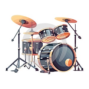 Drummer playing drum kit on modern stage