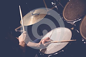 Drummer playing drums