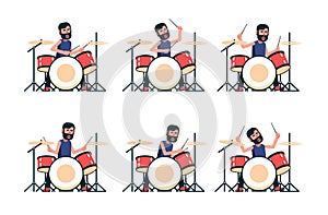 Drummer plays the drum set