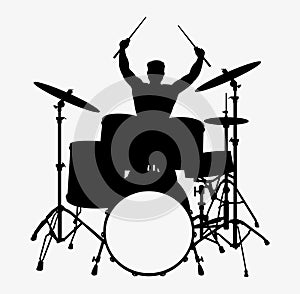 Drummer Silhouette, Acoustic Drum Kit Silhouette