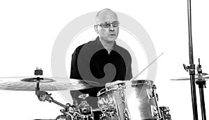 Drummer on white