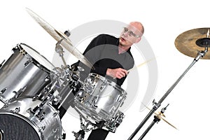 Drummer on white