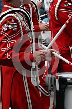 Drummers in marching band photo