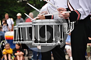 Drummers Playing Snare Drums in Parade