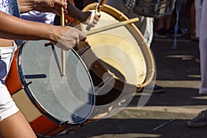 Drums being played during samba performance