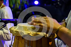 Drums called atabaque in Brazil used during a typical Umbanda ceremony