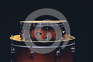 Drums on a dark background isolated, percussion instruments.