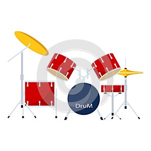 Drums kit icon, flat style