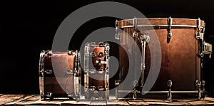 drums, musical percussion instruments on a black background