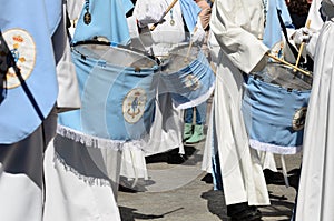 Drums player in group