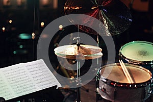 Drums on the stage before show starts