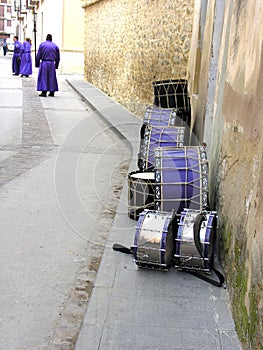 Drums on the street,Rubielos de Mora, Gudar mountains ,Teruel ,Aragon, Spain photo