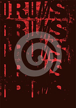 Drums vintage style grunge poster. Retro typographical illustration.