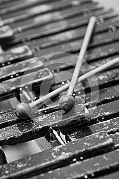 Drumsticks lying on the xylophone