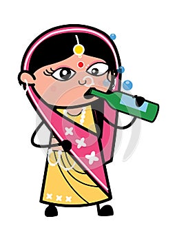 Drunk Cartoon Indian Woman