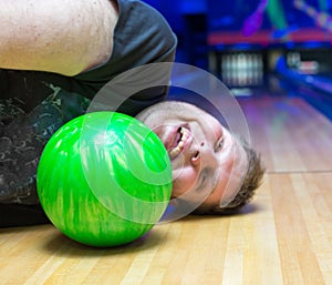 Drunk man on bowling alley