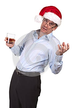 Drunk Man in Christmas Santa Hat