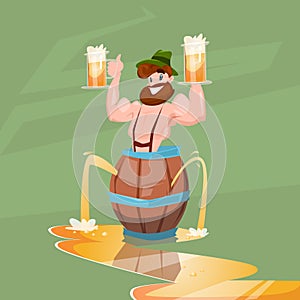 Drunk Man Patric With Beer Mug Oktoberfest Festival Banner