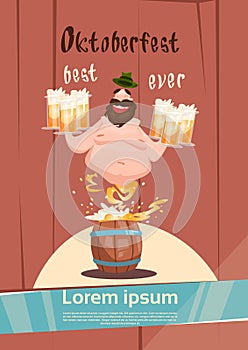 Drunk Man Patric With Beer Mug Oktoberfest Festival Banner