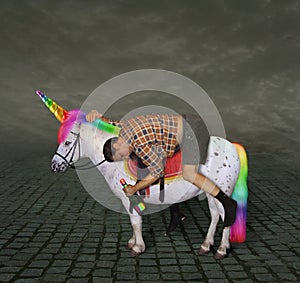 Drunk man on the unicorn