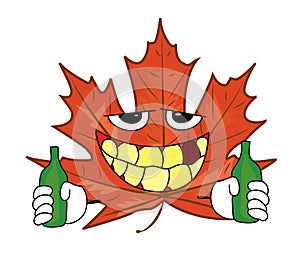 Drunk mapple leaf cartoon