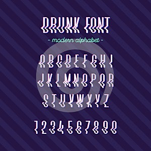 Drunk modern alphabet cool typography for promotion, t shirt, sale banner