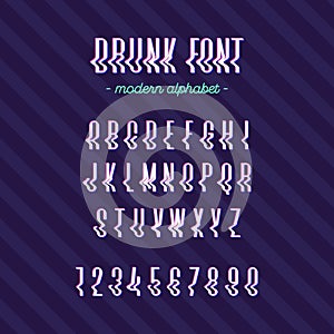 Drunk modern alphabet cool typography for promotion, t shirt, sale banner