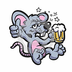 Drunk rat with beer