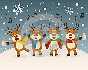 Drunk Reindeer Singing on the Snow photo