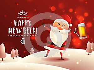 Drunk Santa with beer mug