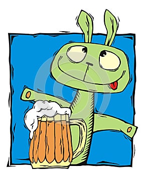 Drunken Rabbit with a Beer Mug photo