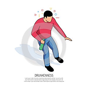 Drunkenness Isometric Illustration