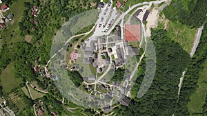 Drvengrad, Mecavnik Hill, Mokra Gora Serbia. Top Down Birdseye Drone Aerial View
