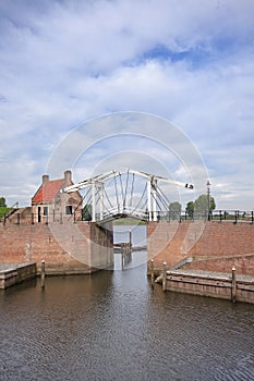 Drwa bridge at the port of ancient town of Heusden, Netherlands