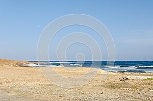 Dry and arid desert landscape in Aruba