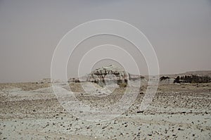 The dry arid desert landscape of the Moon Valley in Argentina