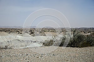 The dry arid desert landscape of the Moon Valley in Argentina